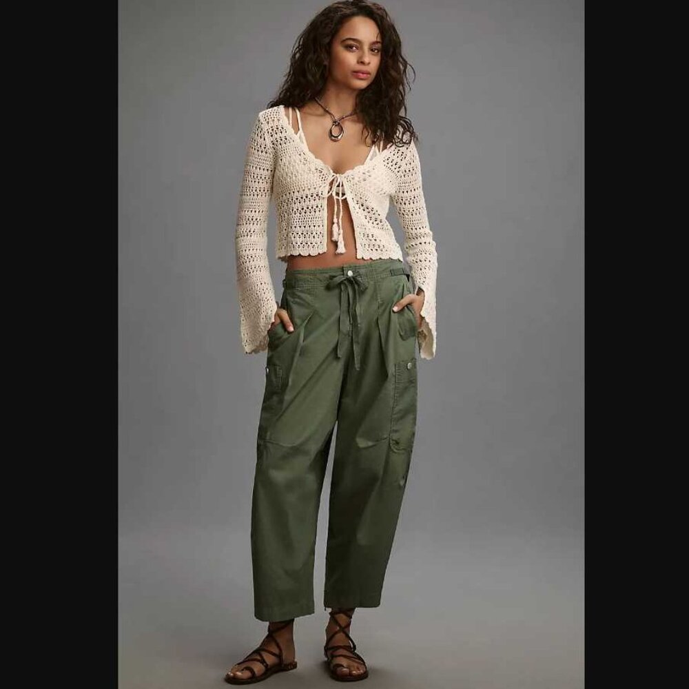 Anthropologie Olive Green Cropped Cargo Pants